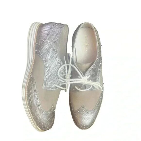 Cole Haan Rose Gold Wingtip Studded Oxford Size 8.5 - Picture 5 of 6